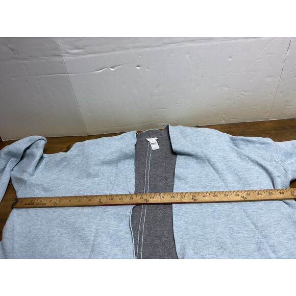 J Jill Reversible Blue/Gray Long Open Front Cardigan Sweater Size XL - Picture 9 of 12